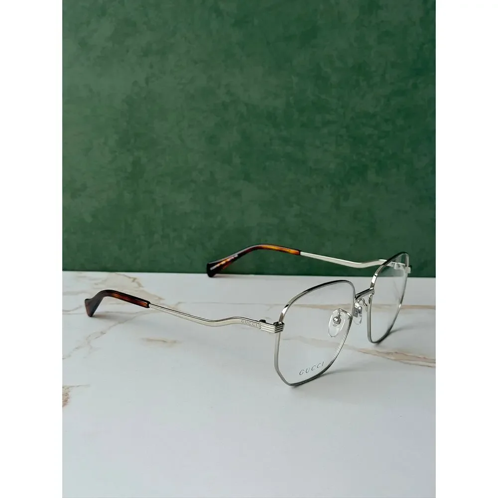 NEW Gucci GG0973O Silver Metal Oversized Square Frames